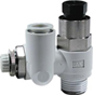 SMC ASP330F-01-06S, Speed controller with Pilot check valve & one touch fitting, R1/8 port, M5 pilot size, universal type, 6mm tube, with sealant. 